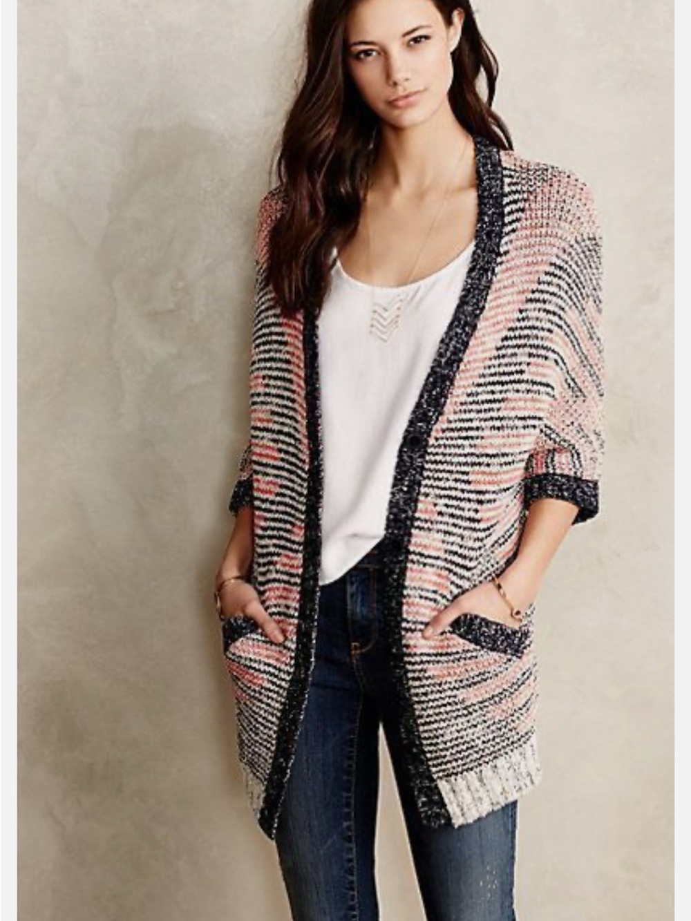 Open-Front Marled Knit Cardigan Sweater - MOTH Anthropologie - women’s small